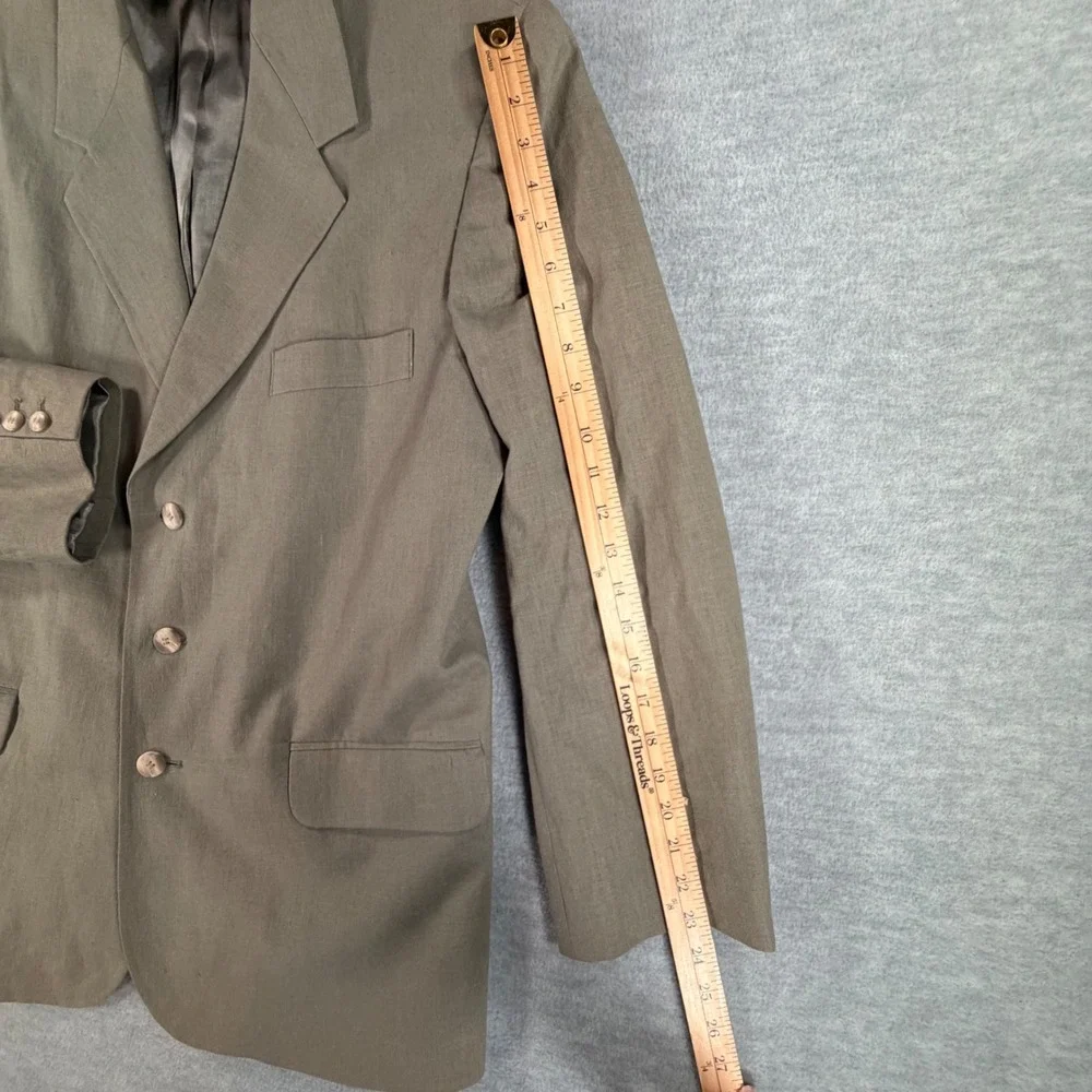 Perry Ellis Linen Blend Blazer Mens M Olive green 3-Button Sport Coat Jacket 42R